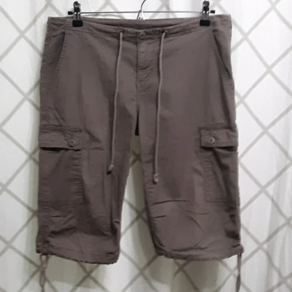 Prana Breathe Kai Cargo Bermuda Shorts Knickers Size 10 Taupe